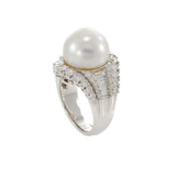 18KT White Gold 14MM South Sea Pearl and Diamond Ring