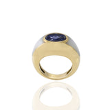 Vintage Mauboussin 18KT Yellow Gold Blue Iolite Dome Ring