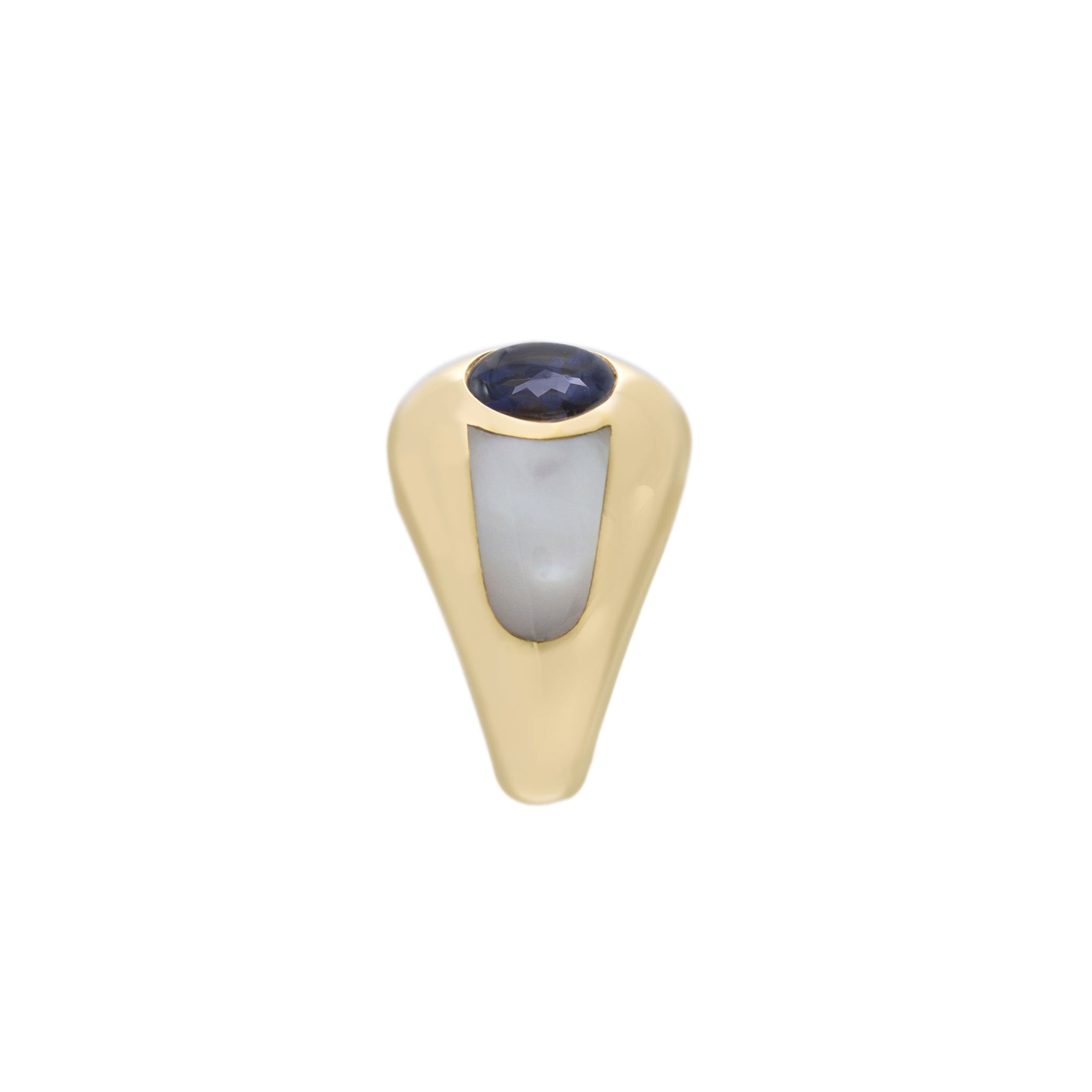 Vintage Mauboussin 18KT Yellow Gold Blue Iolite Dome Ring
