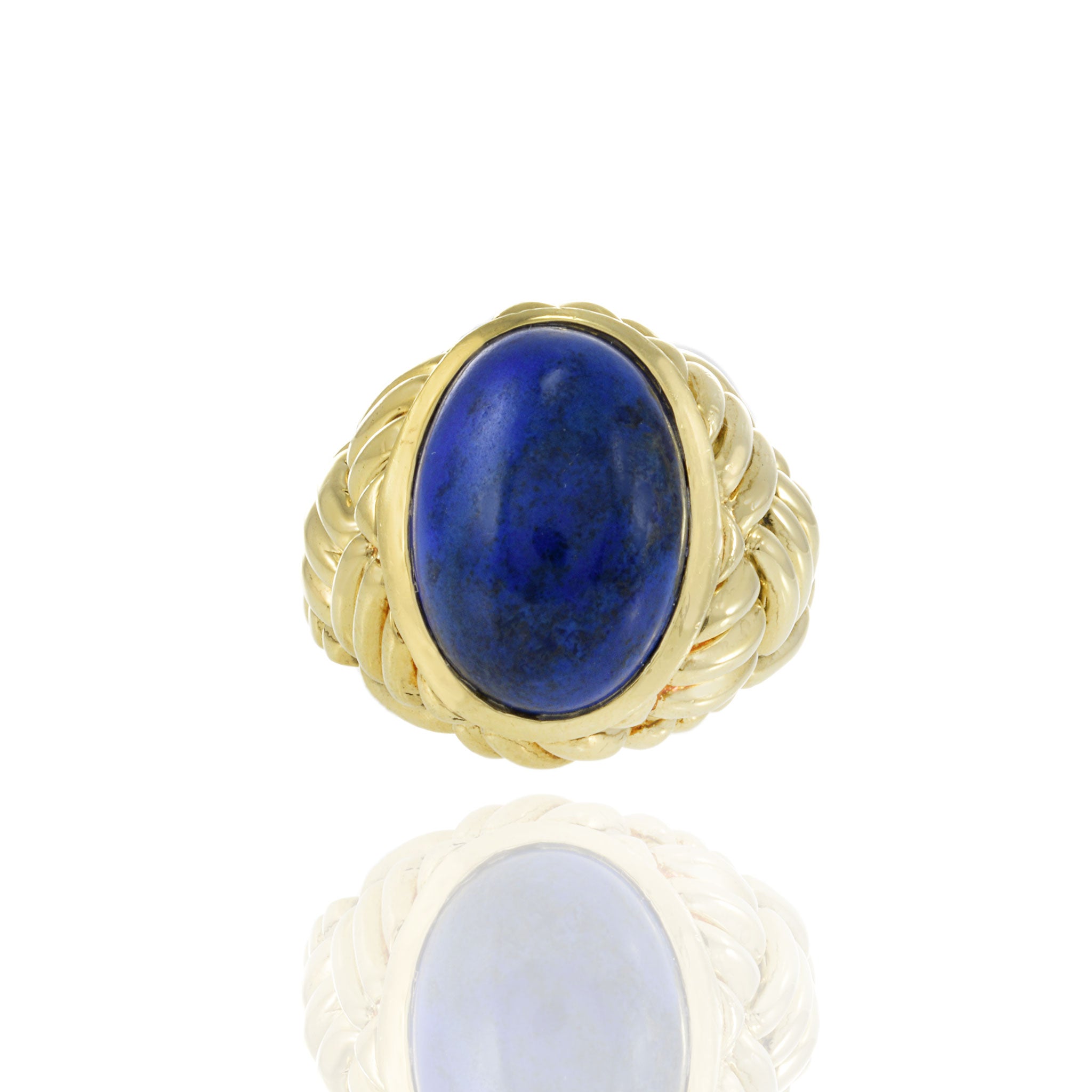 Vintage 1960's Retro 18KT Yellow Gold Lapis Lazuli Ring