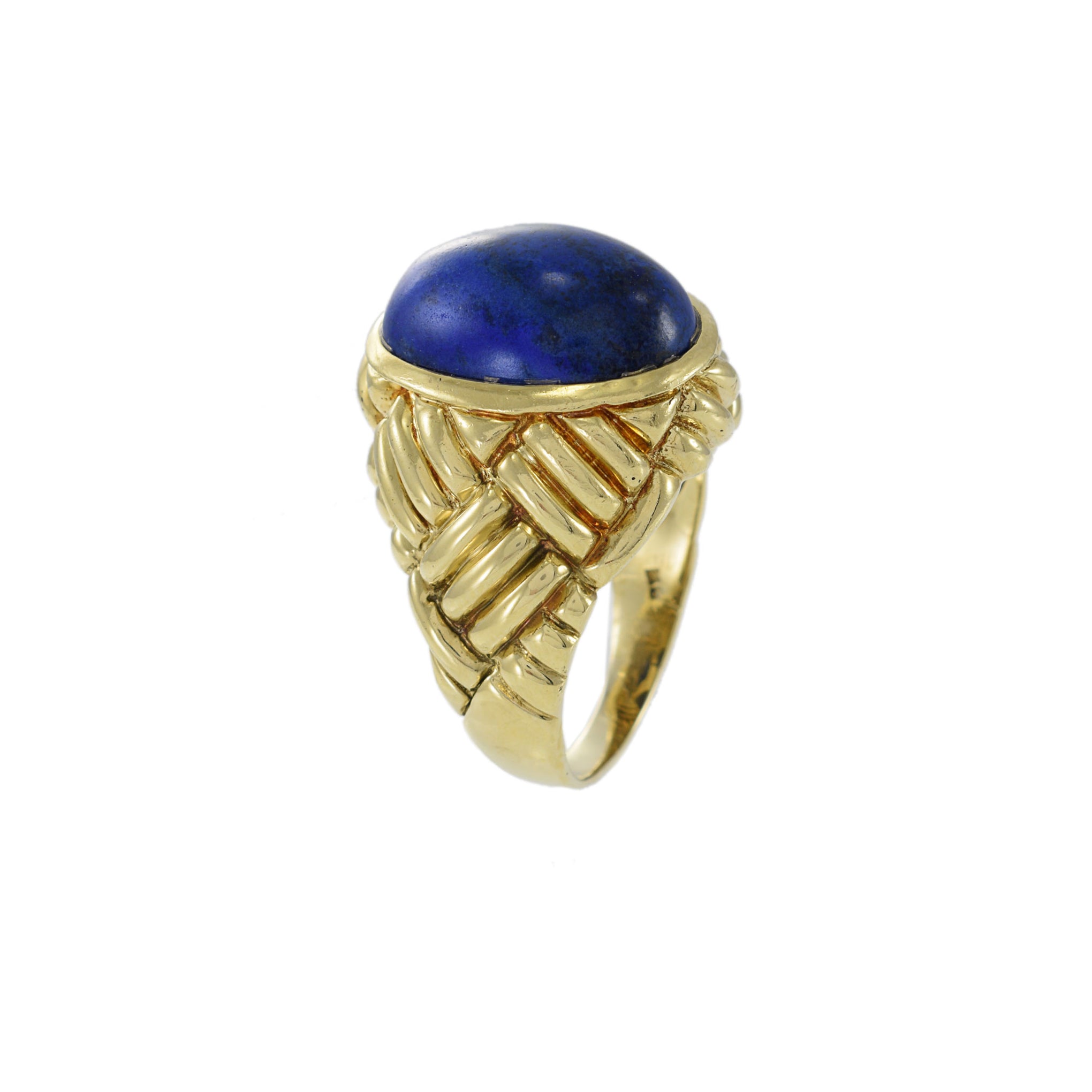 Vintage 1960's Retro 18KT Yellow Gold Lapis Lazuli Ring