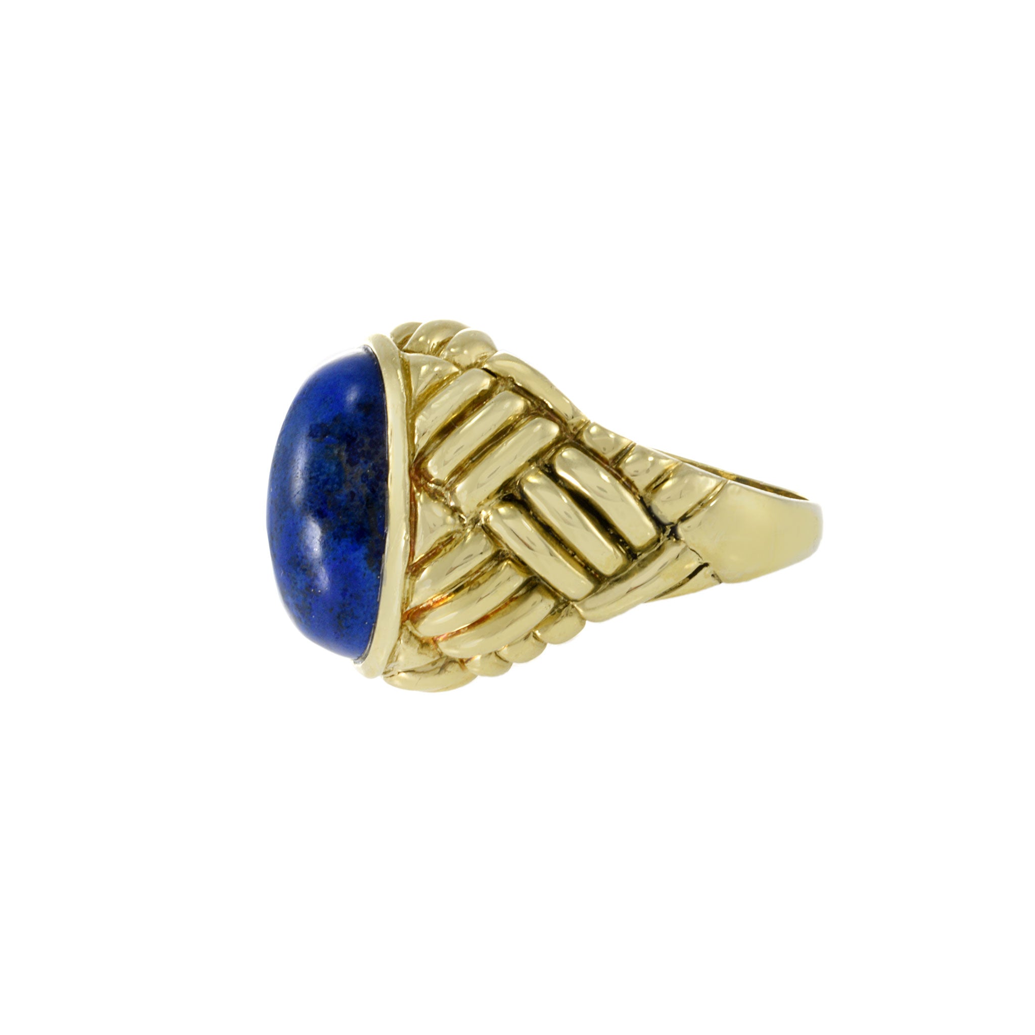 Vintage 1960's Retro 18KT Yellow Gold Lapis Lazuli Ring