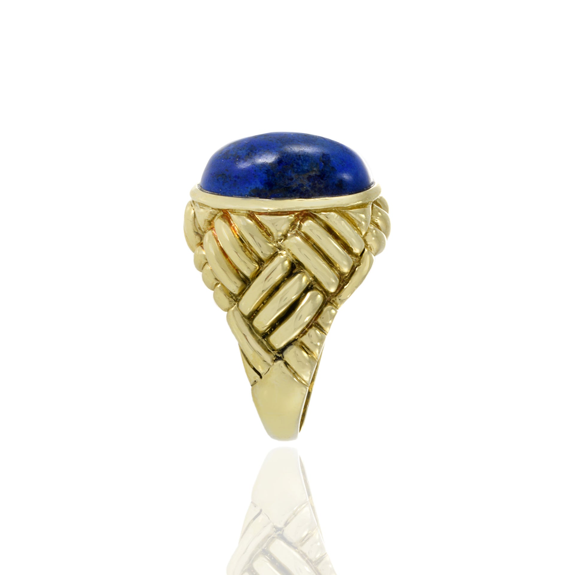 Vintage 1960's Retro 18KT Yellow Gold Lapis Lazuli Ring