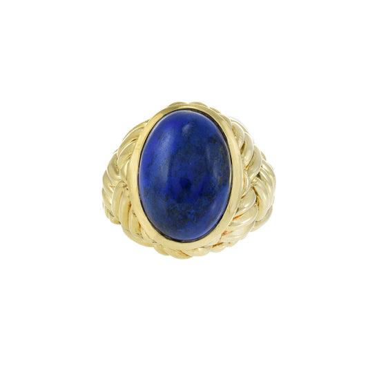 Vintage 1960's Retro 18KT Yellow Gold Lapis Lazuli Ring