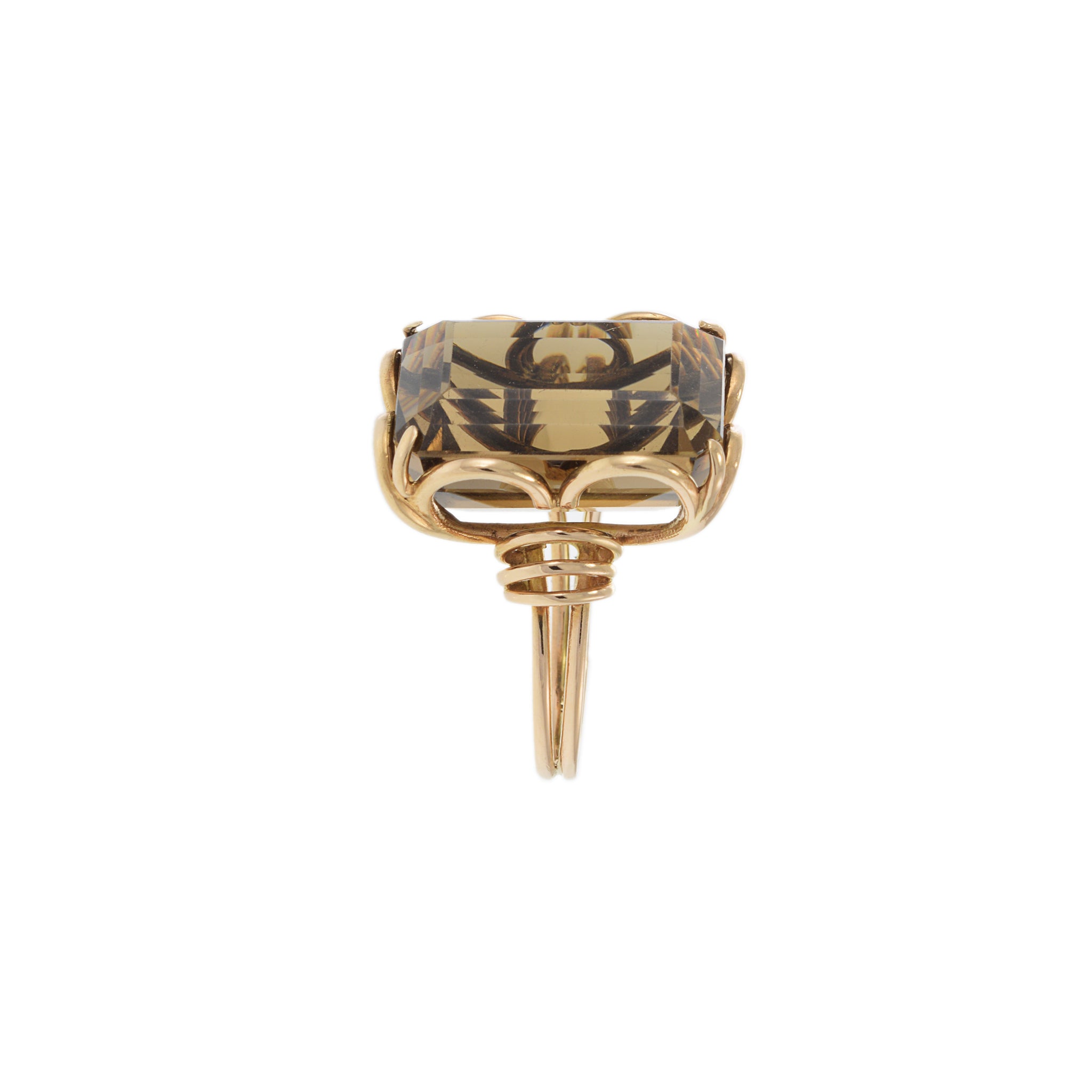 18KT Rose Gold Retro Era Smoky Topaz Cocktail Ring