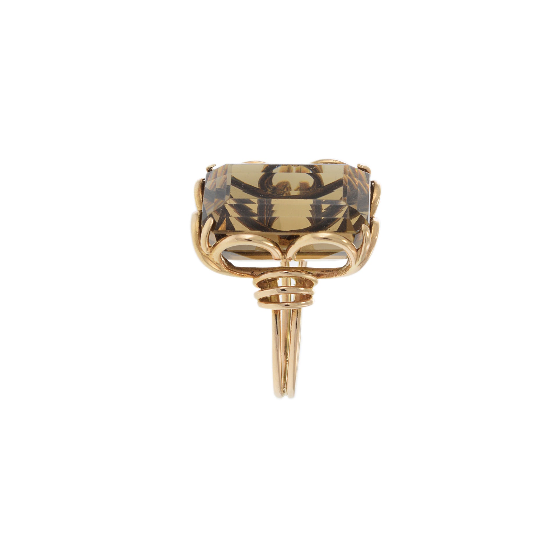 18KT Rose Gold Retro Era Smoky Topaz Cocktail Ring