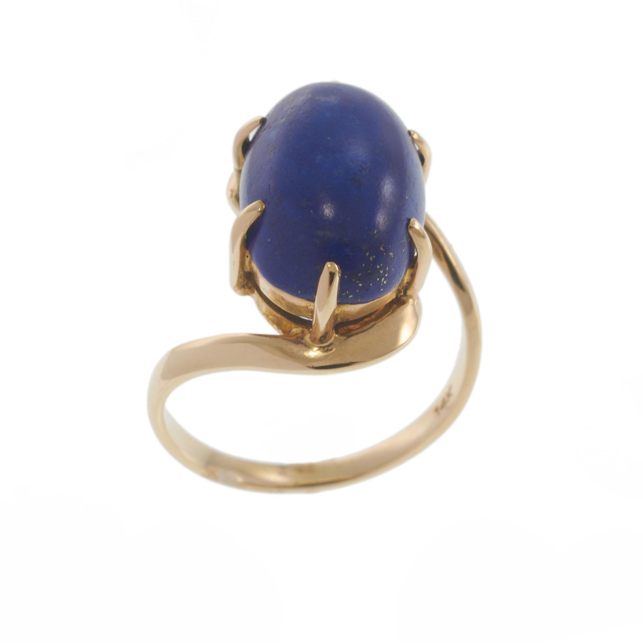 14KT Yellow Gold Lapis Lazuli Double Swirl Ring