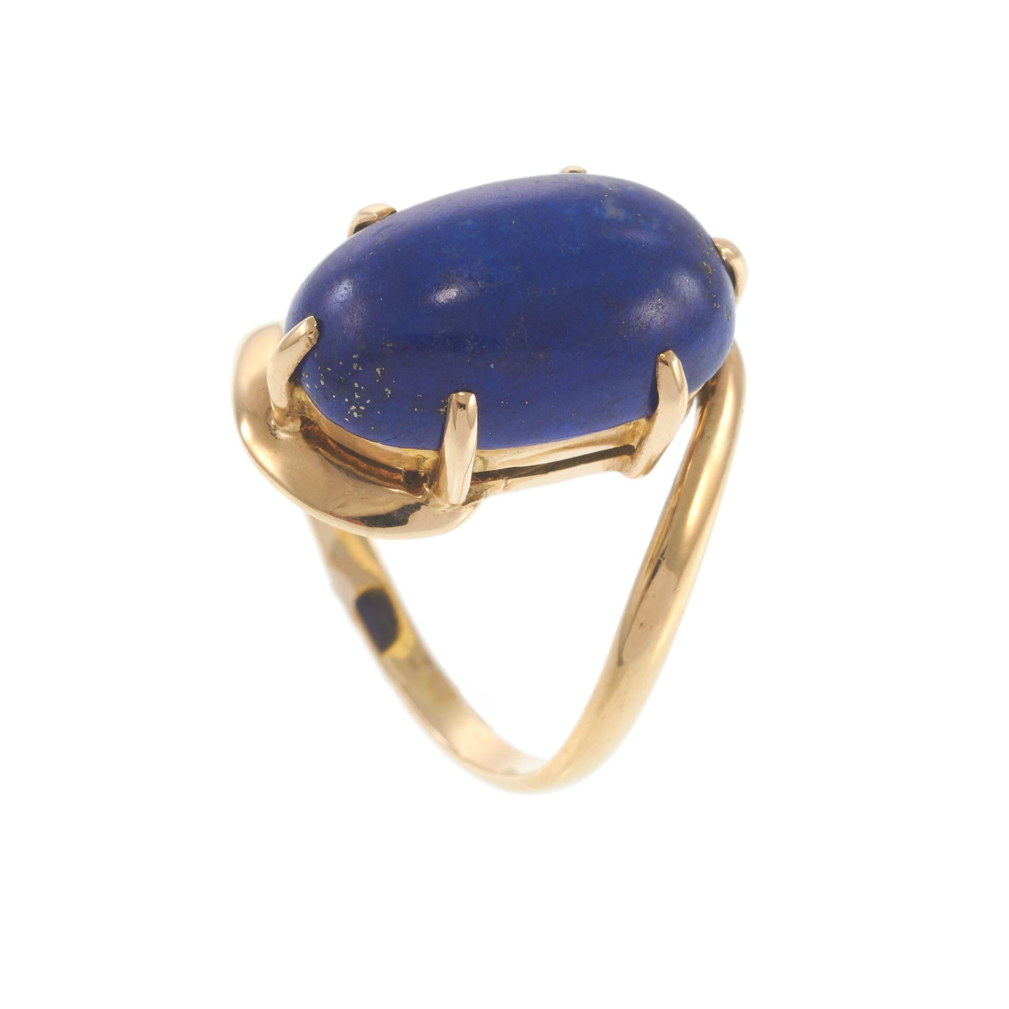 14KT Yellow Gold Lapis Lazuli Double Swirl Ring