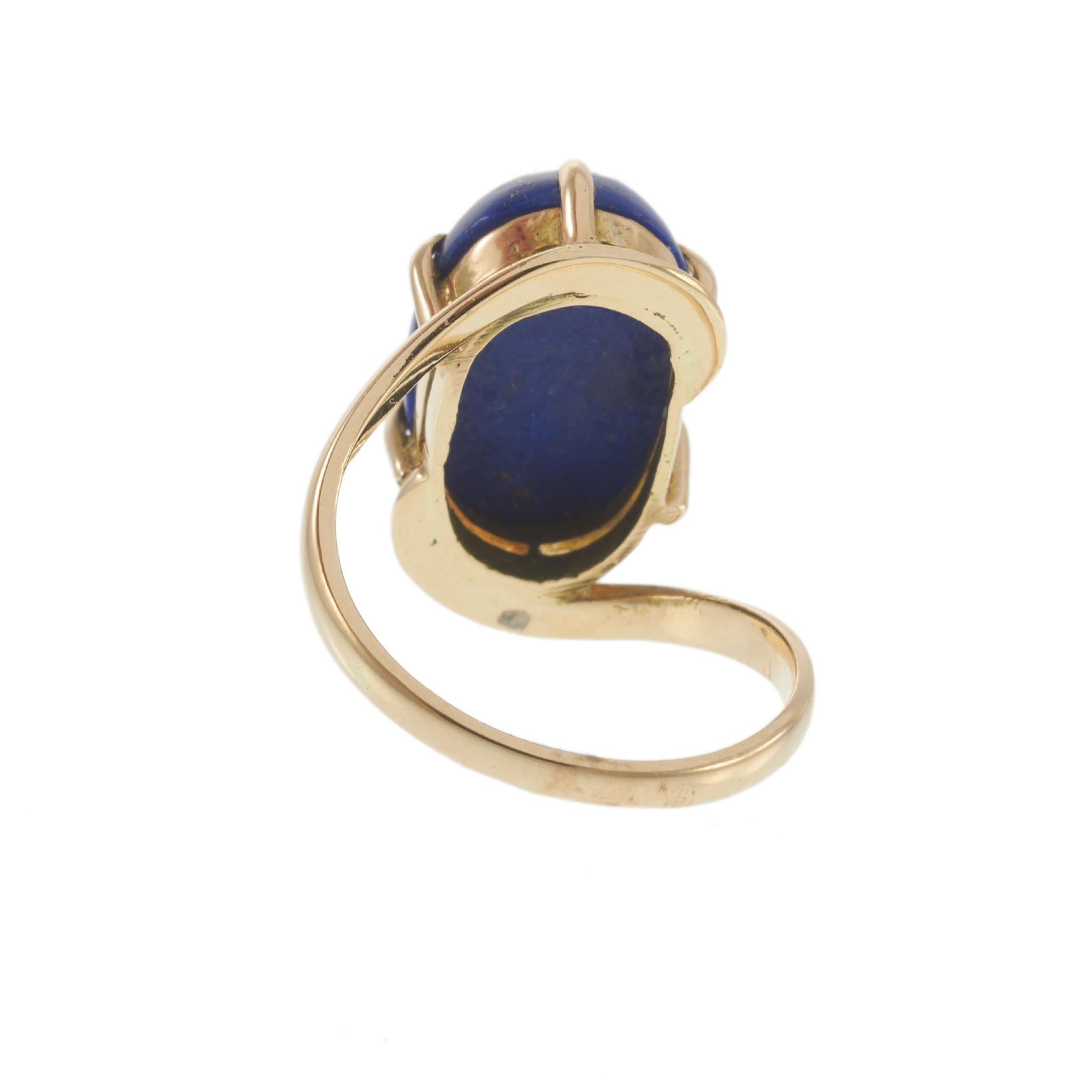 14KT Yellow Gold Lapis Lazuli Double Swirl Ring
