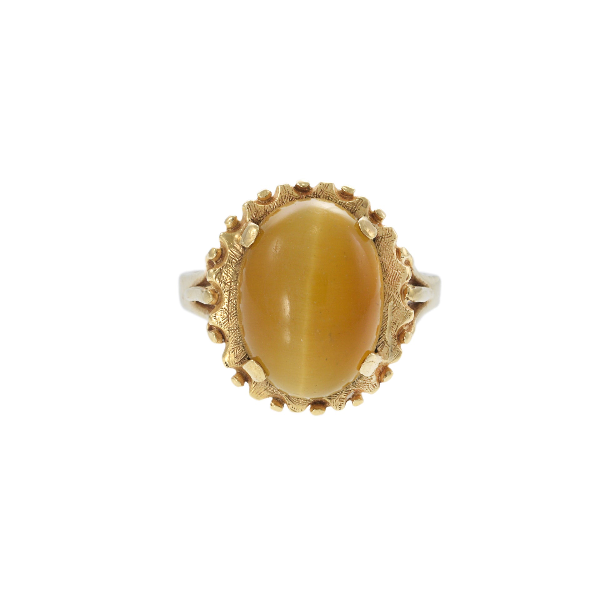 14KT Yellow Gold Retro Era Tiger’s Eye Cocktail Ring