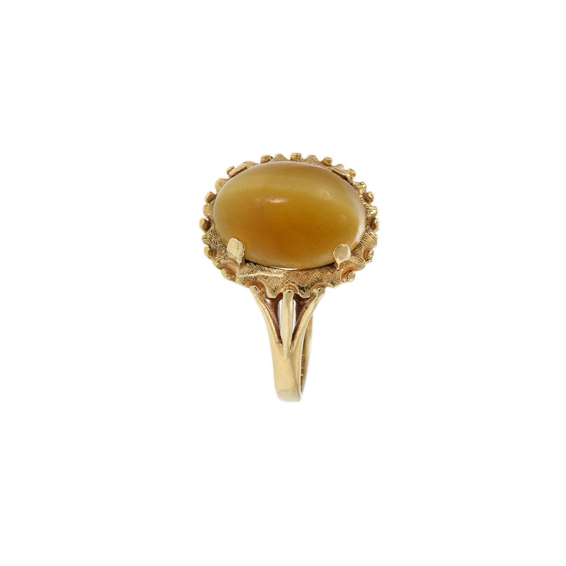 14KT Yellow Gold Retro Era Tiger’s Eye Cocktail Ring