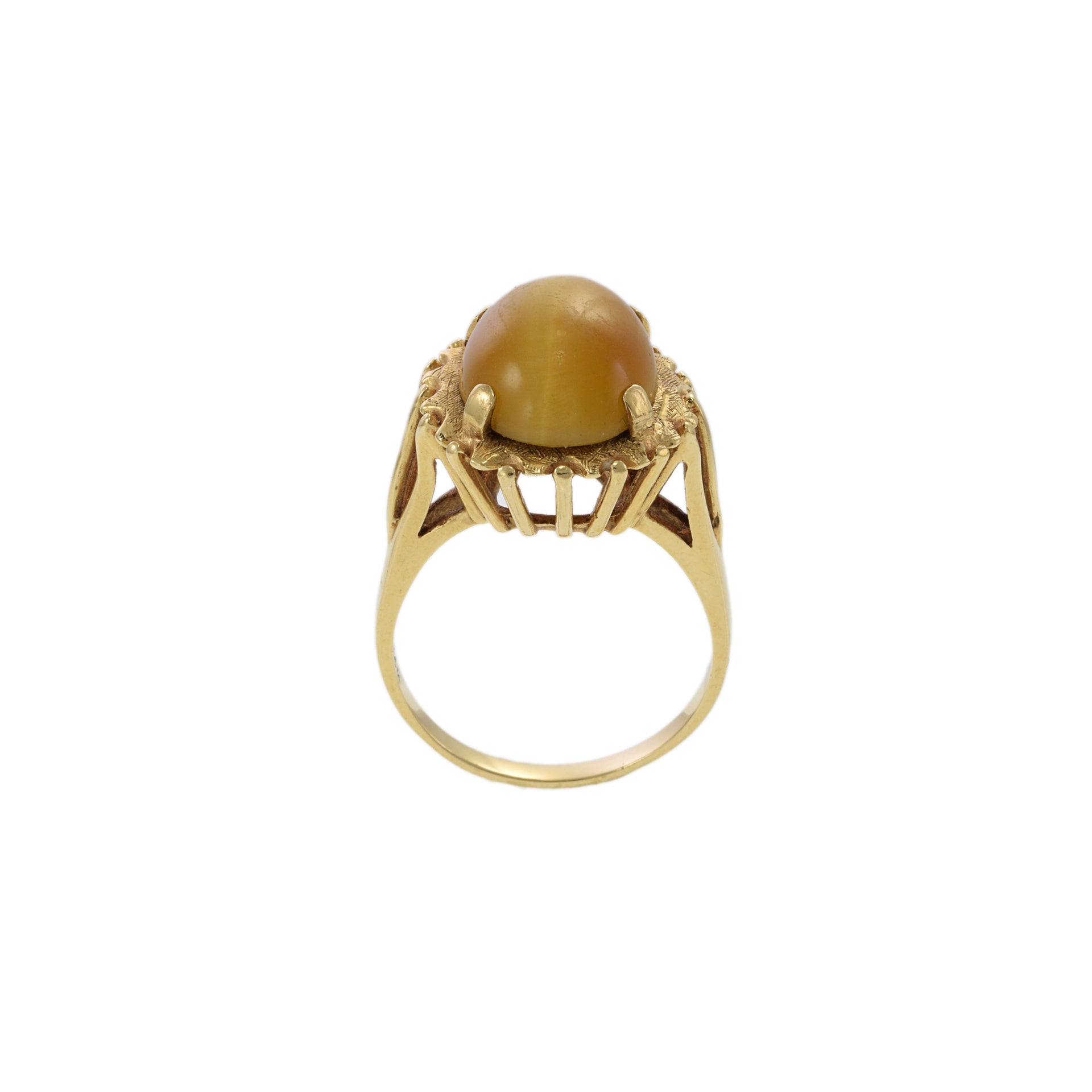 14KT Yellow Gold Retro Era Tiger’s Eye Cocktail Ring