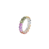 14KT White Gold Multi Color Sapphire Band