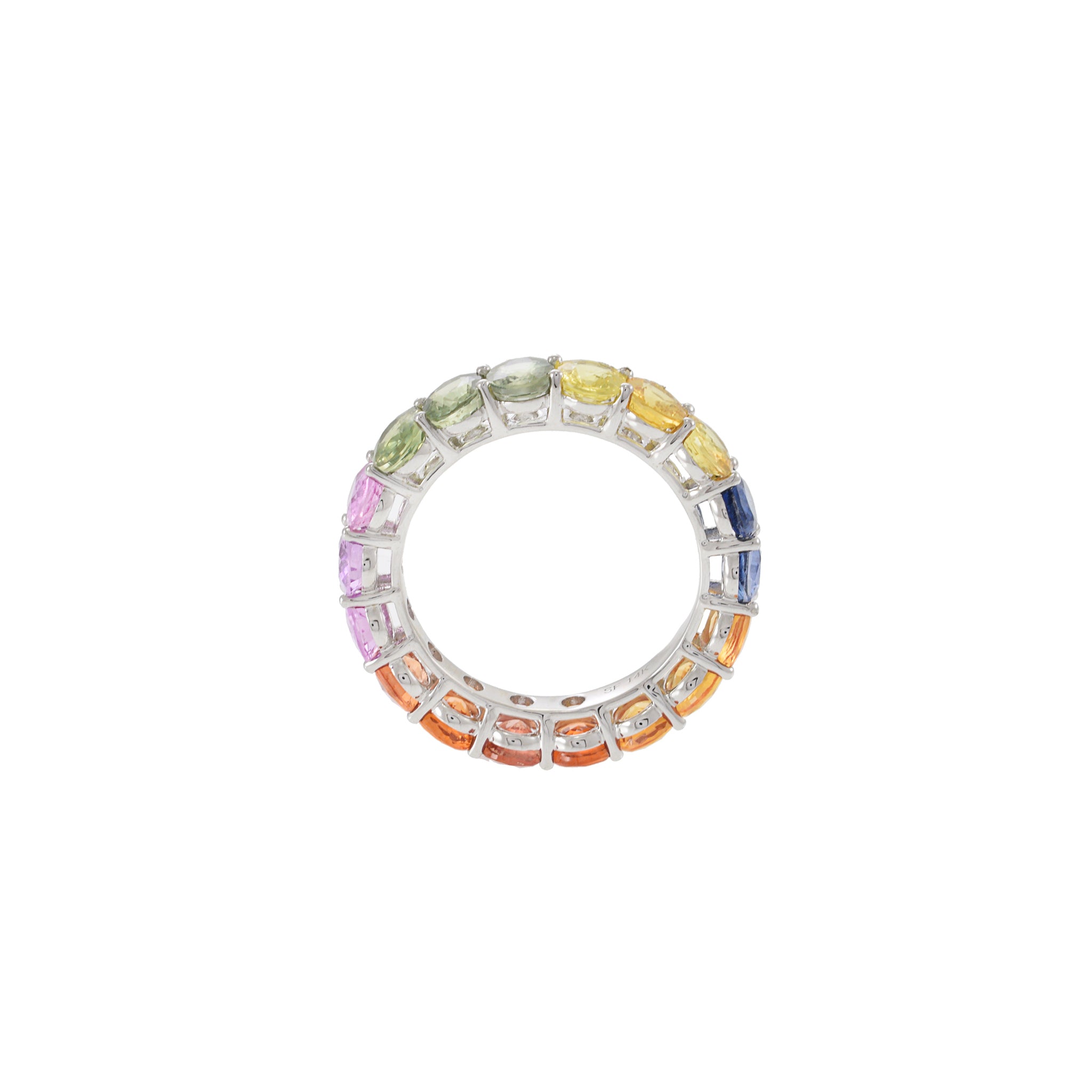 14KT White Gold Multi Color Sapphire Band