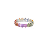 14KT White Gold Multi Color Sapphire Band