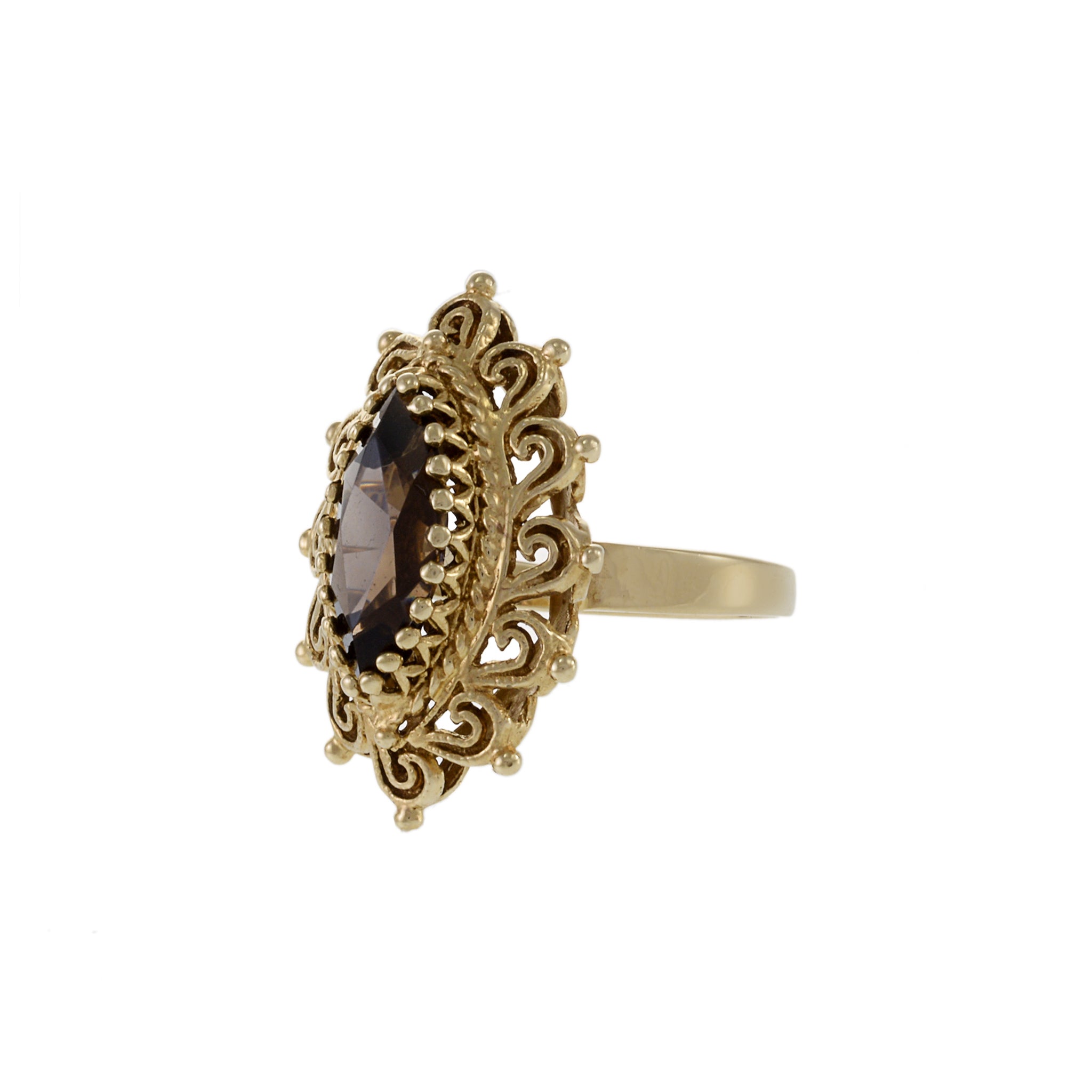 Retro Era 14KT Yellow Gold Smokey Topaz Ring