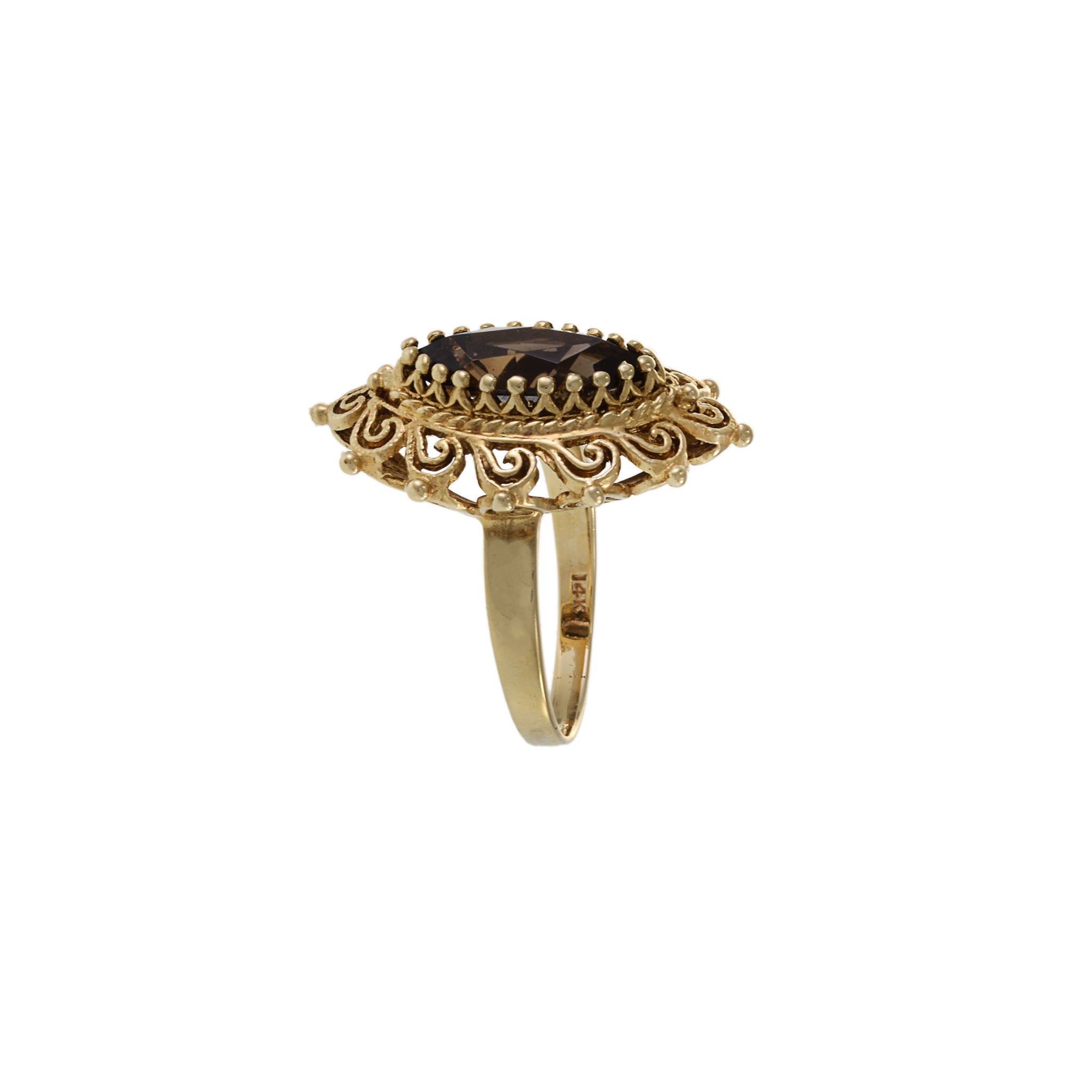 Retro Era 14KT Yellow Gold Smokey Topaz Ring