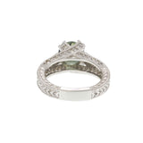 14KT White Gold Green Tourmaline and Diamond Filigree Crossover Ring