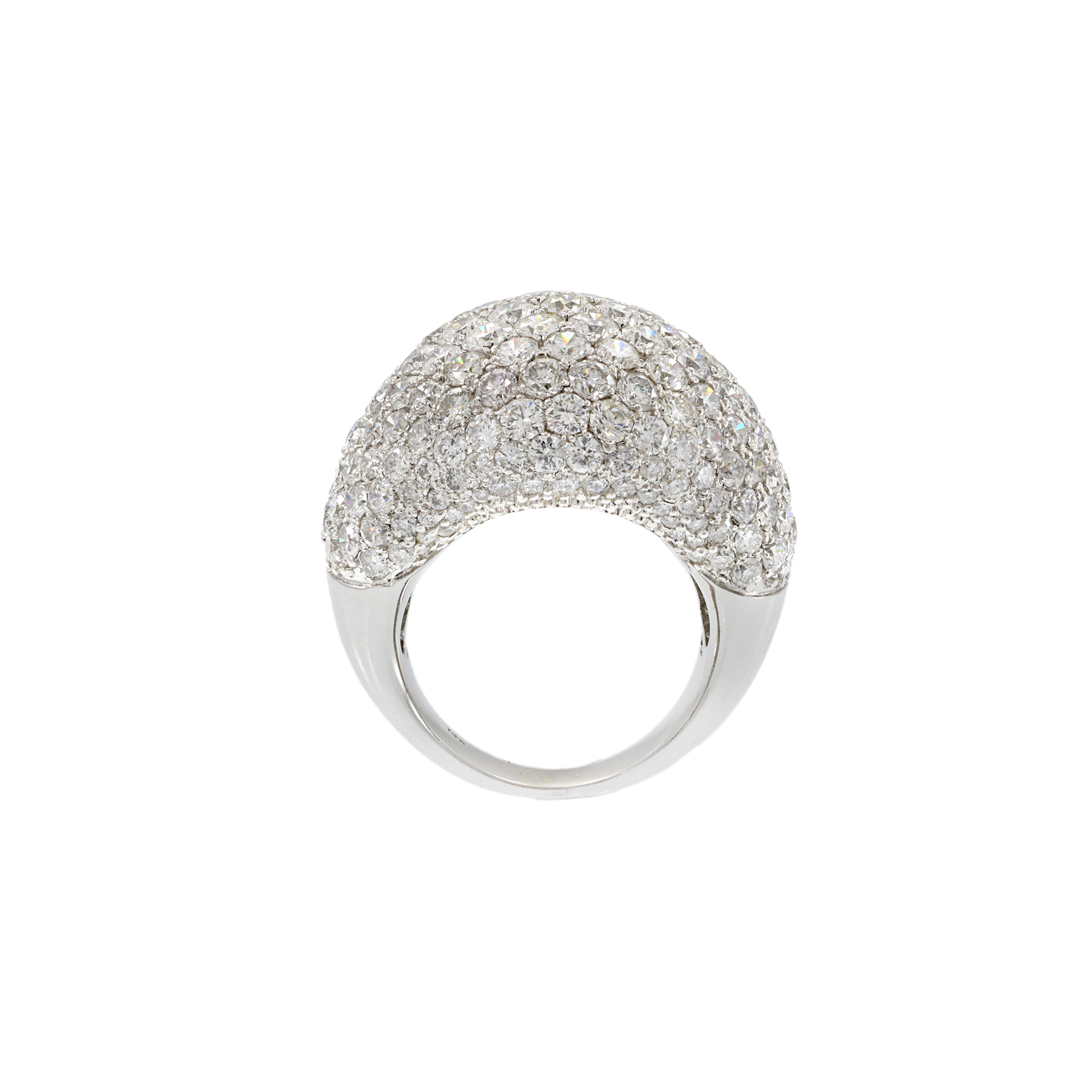 18KT White Gold Pave Diamond Large Dome Ring