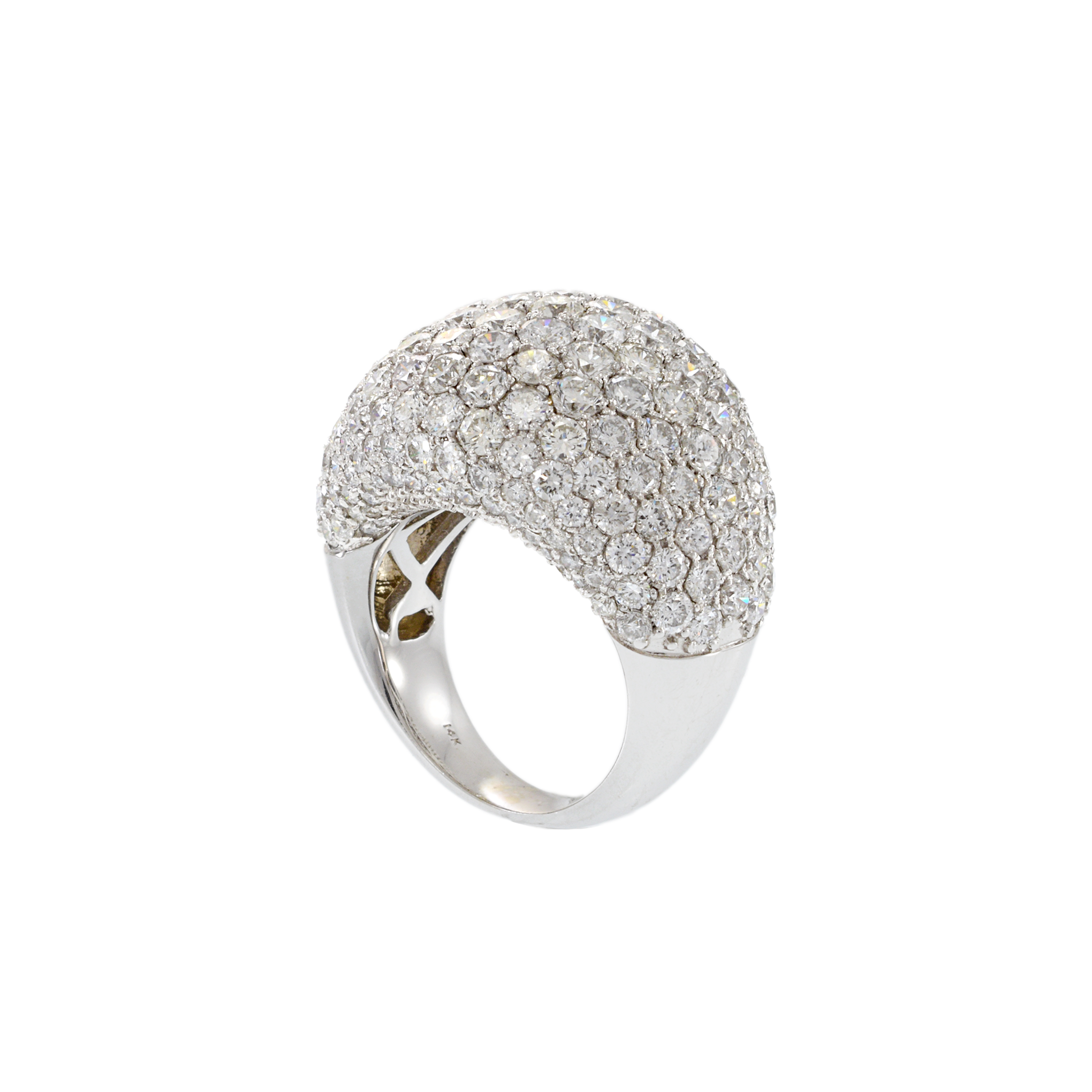 18KT White Gold Pave Diamond Large Dome Ring