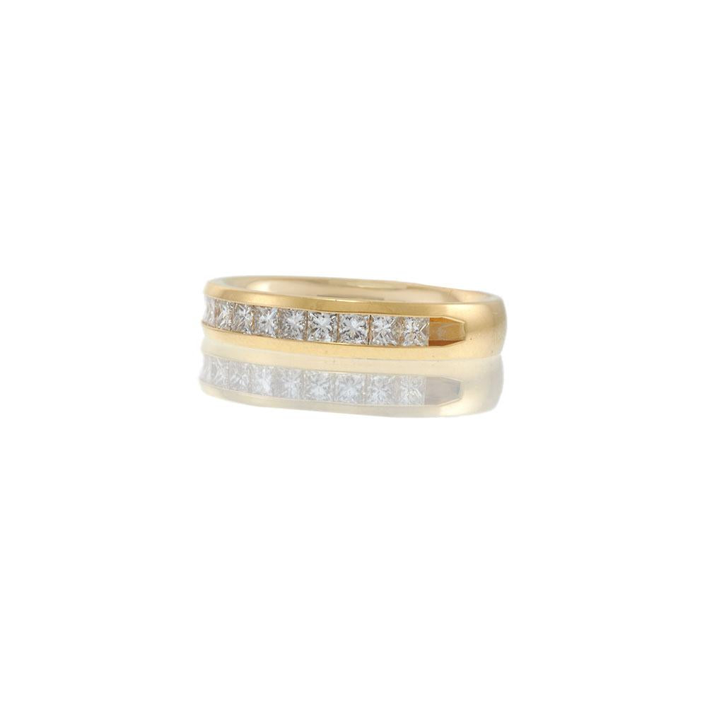 14KT Yellow Gold Princess Cut Diamond Channel Band