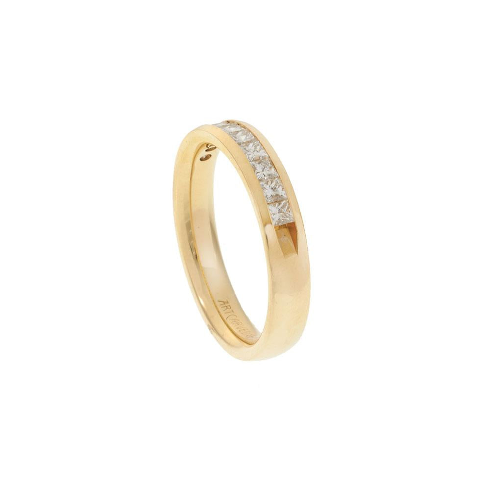 14KT Yellow Gold Princess Cut Diamond Channel Band