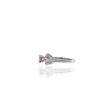 14KT White Gold Pink Sapphire And Diamond Swirl Ring