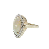 14KT White Gold Opal Diamond Ring