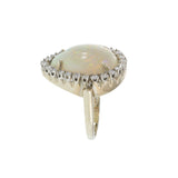 14KT White Gold Opal Diamond Ring