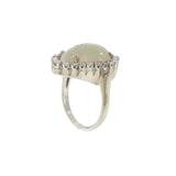 14KT White Gold Opal Diamond Ring
