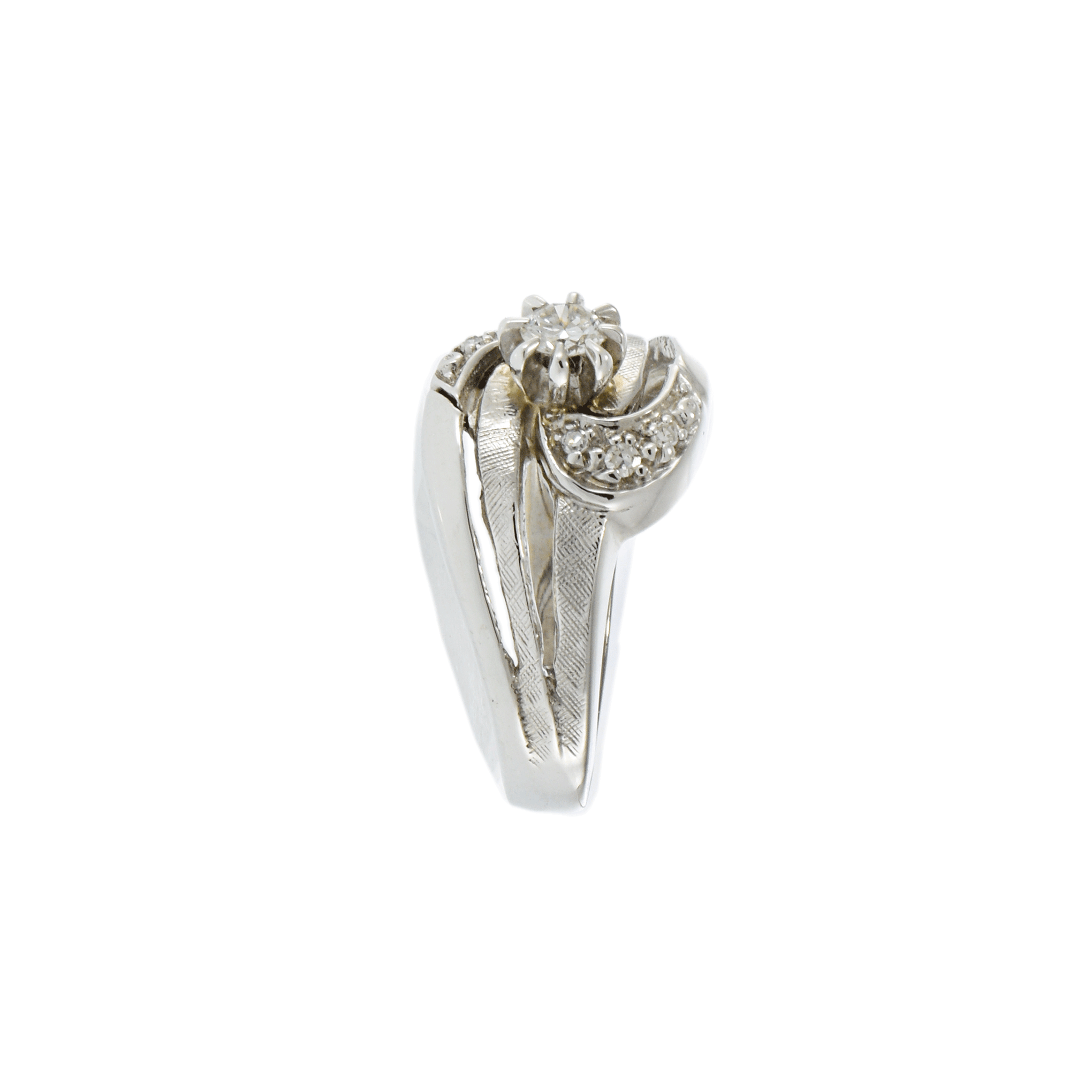 Estate 14KT White Gold Diamond Swirl Ring