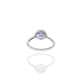 14KT White Gold Oval Tanzanite And Diamond Halo Ring