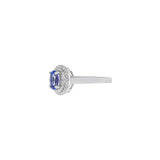 14KT White Gold Oval Tanzanite And Diamond Halo Ring