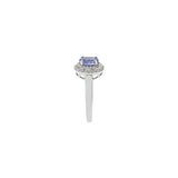 14KT White Gold Oval Tanzanite And Diamond Halo Ring