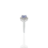 14KT White Gold Oval Tanzanite And Diamond Halo Ring