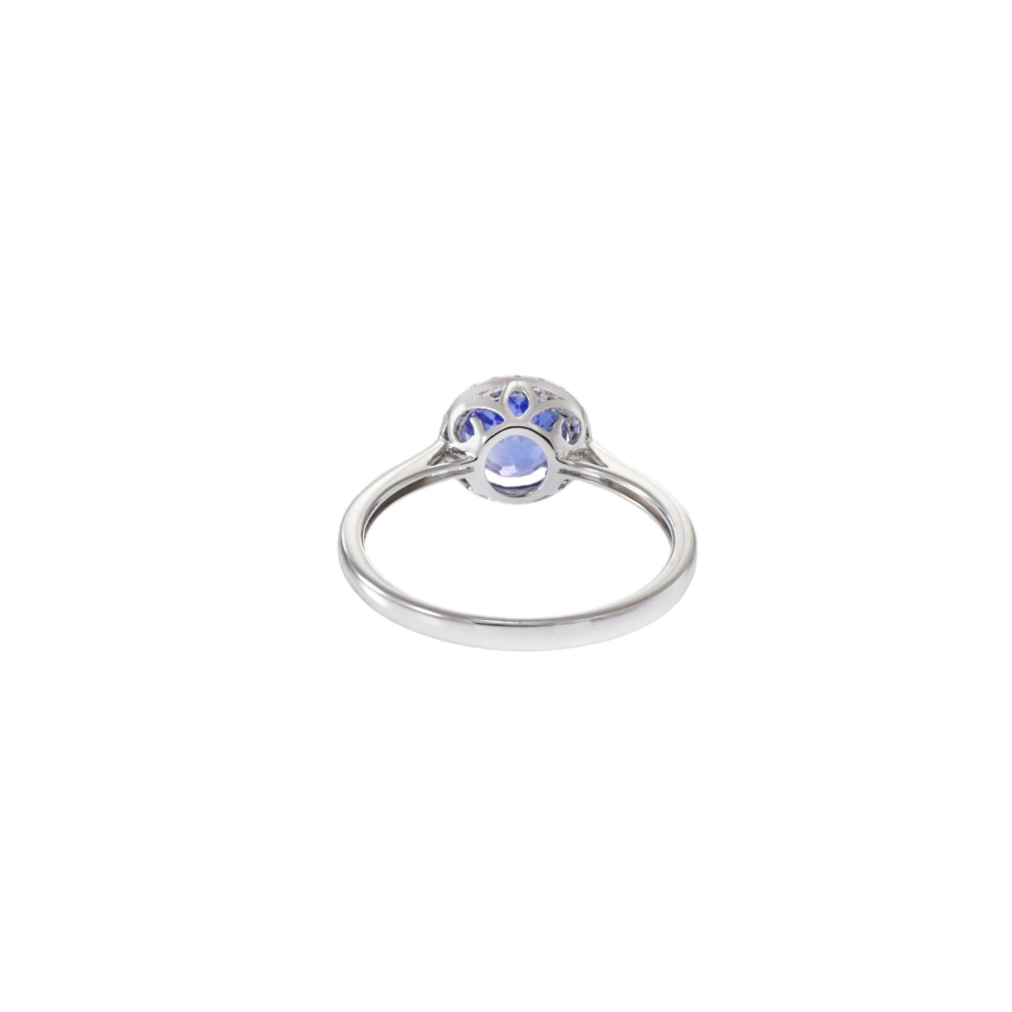 14KT White Gold Oval Tanzanite And Diamond Halo Ring