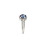 14KT White Gold Oval Sapphire and Diamond Halo Ring