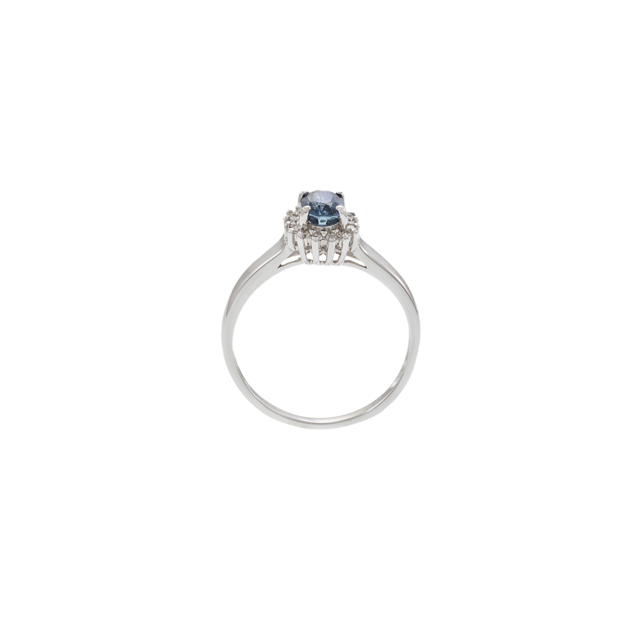 14KT White Gold Oval Sapphire and Diamond Halo Ring