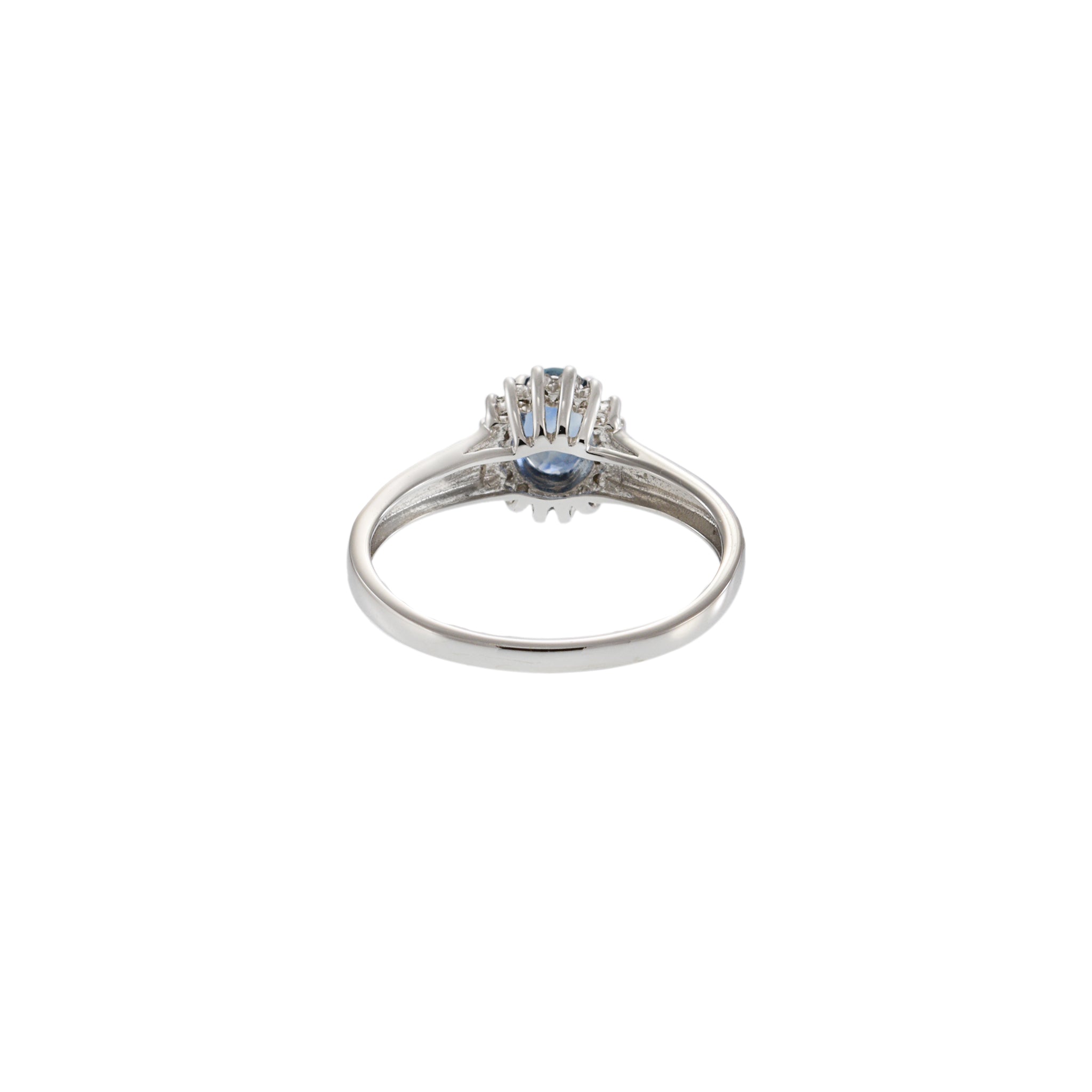 14KT White Gold Oval Sapphire and Diamond Halo Ring