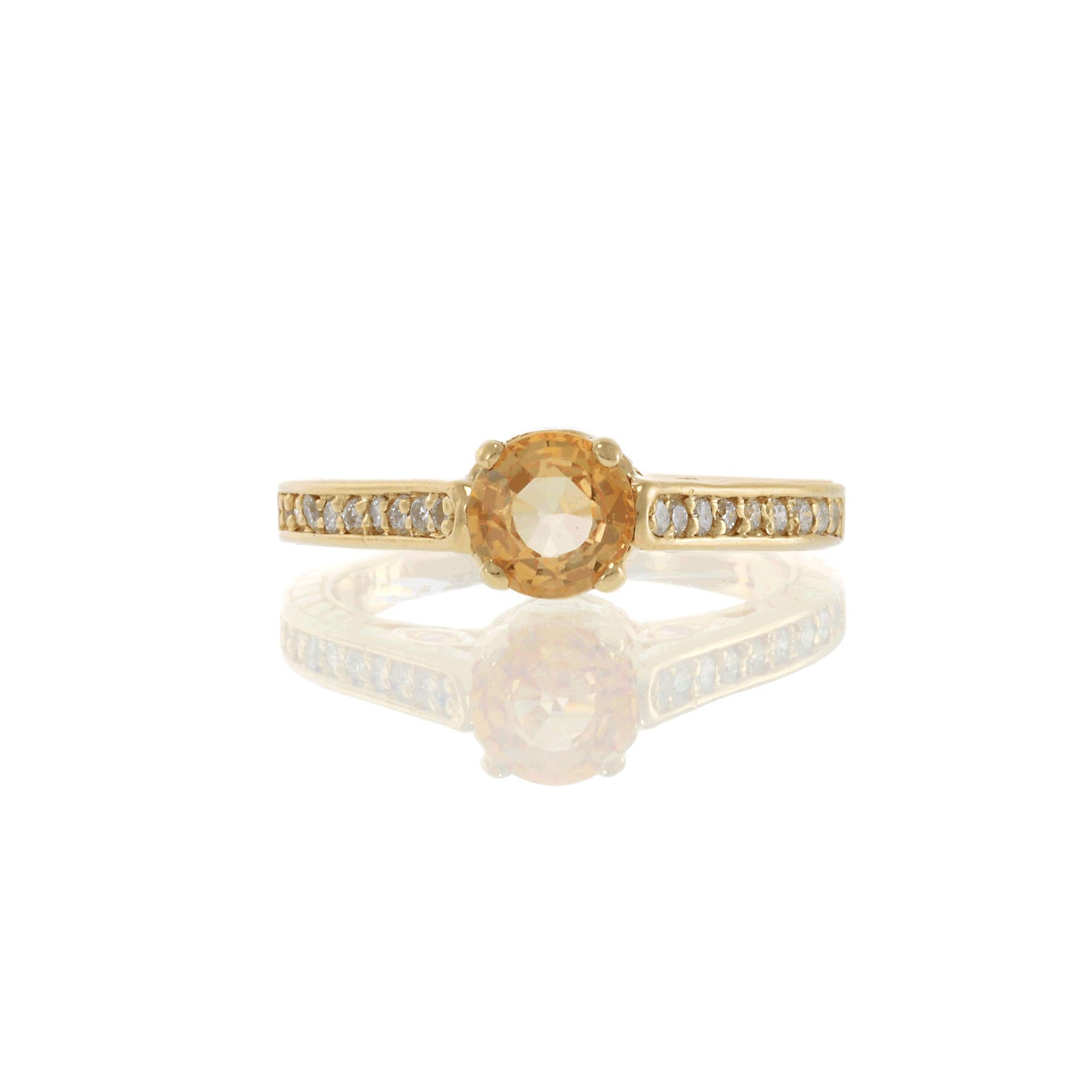 Filigree Yellow Sapphire and Diamond Ring in 14KT Yellow Gold