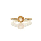 Filigree Yellow Sapphire and Diamond Ring in 14KT Yellow Gold