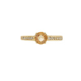 Filigree Yellow Sapphire and Diamond Ring in 14KT Yellow Gold