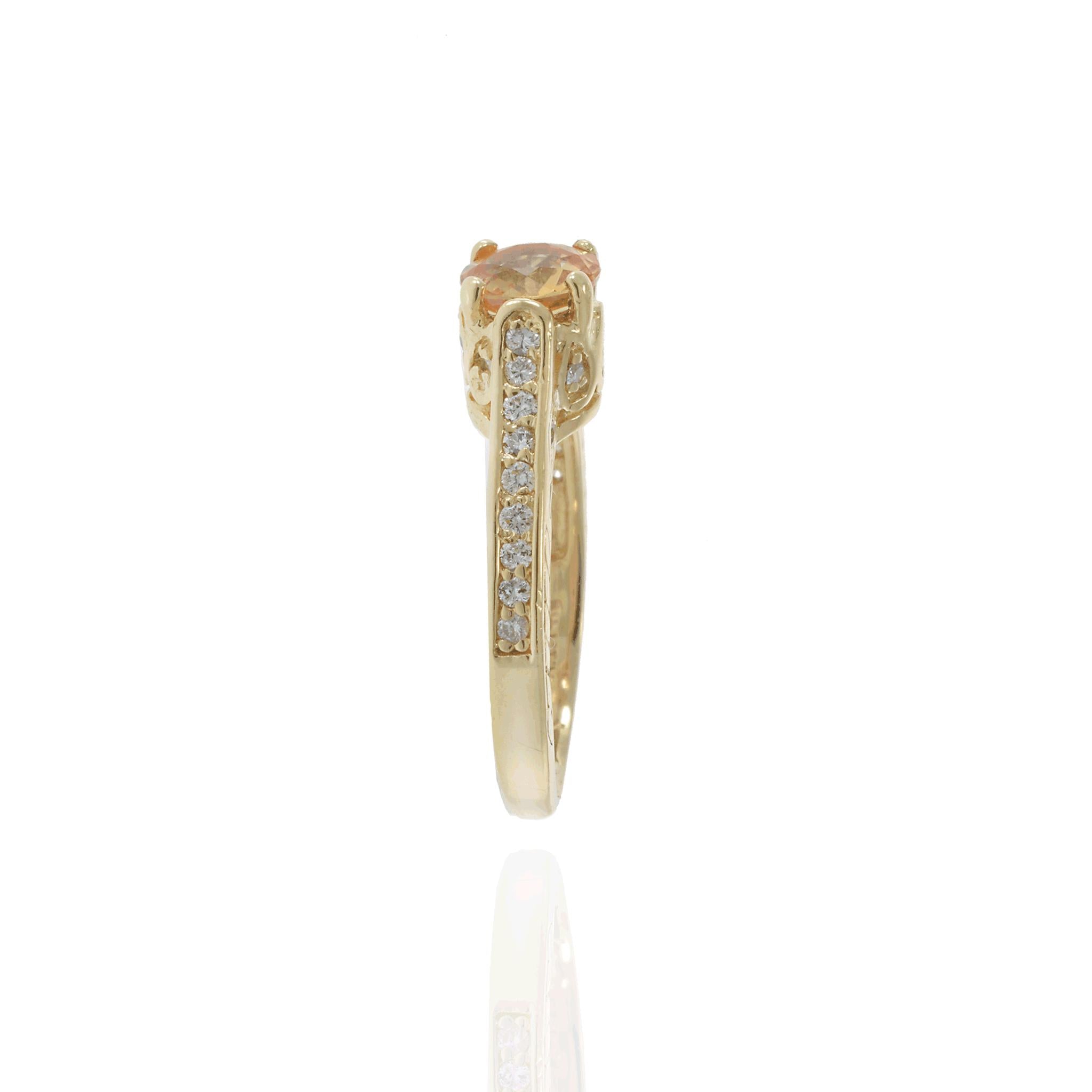 Filigree Yellow Sapphire and Diamond Ring in 14KT Yellow Gold