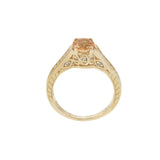Filigree Yellow Sapphire and Diamond Ring in 14KT Yellow Gold