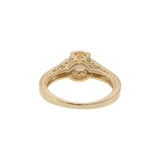 Filigree Yellow Sapphire and Diamond Ring in 14KT Yellow Gold
