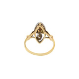 Vintage 14KT Yellow Gold 1930s Pearl And Marquise Diamond Ring