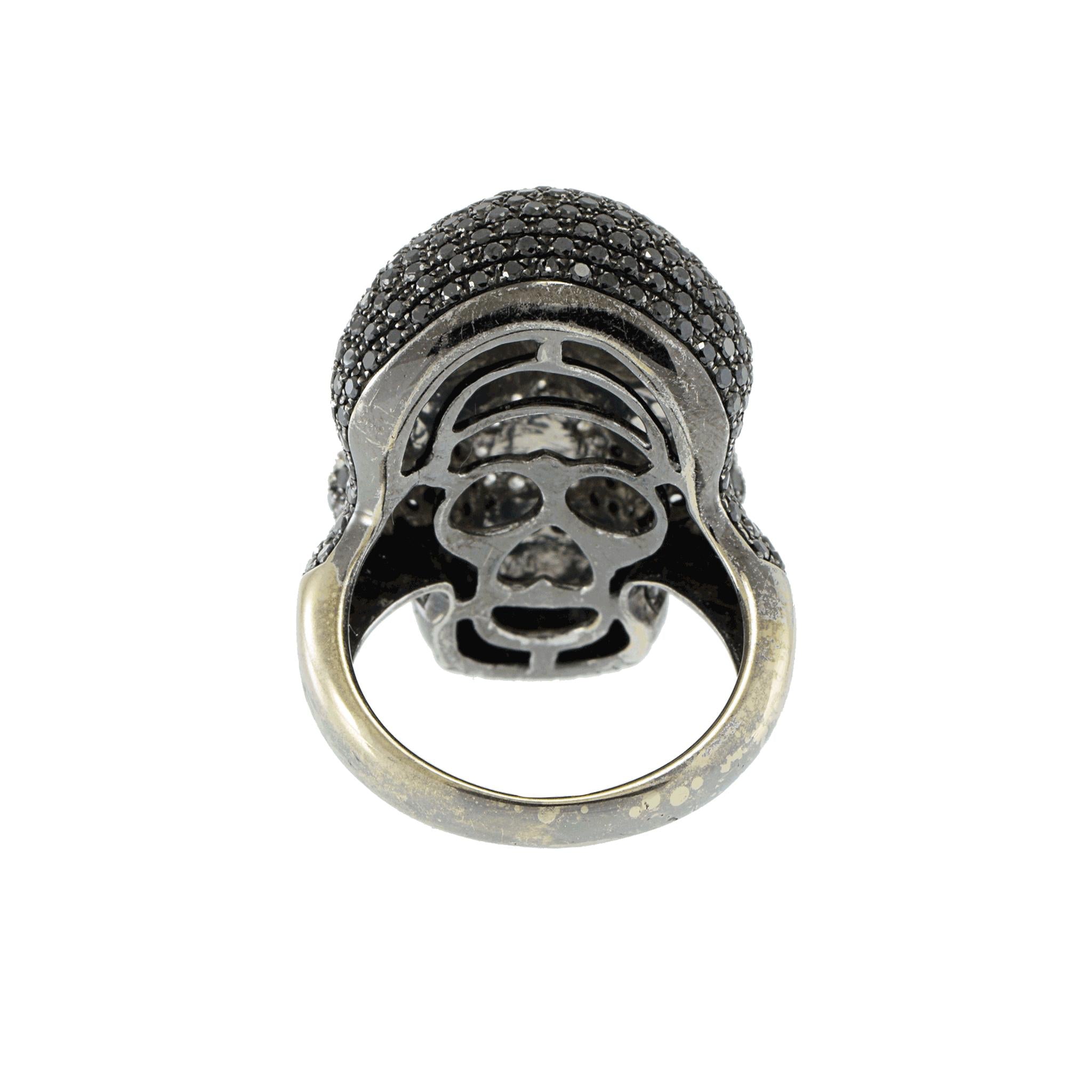 18KT Black and White Diamond Skull Ring