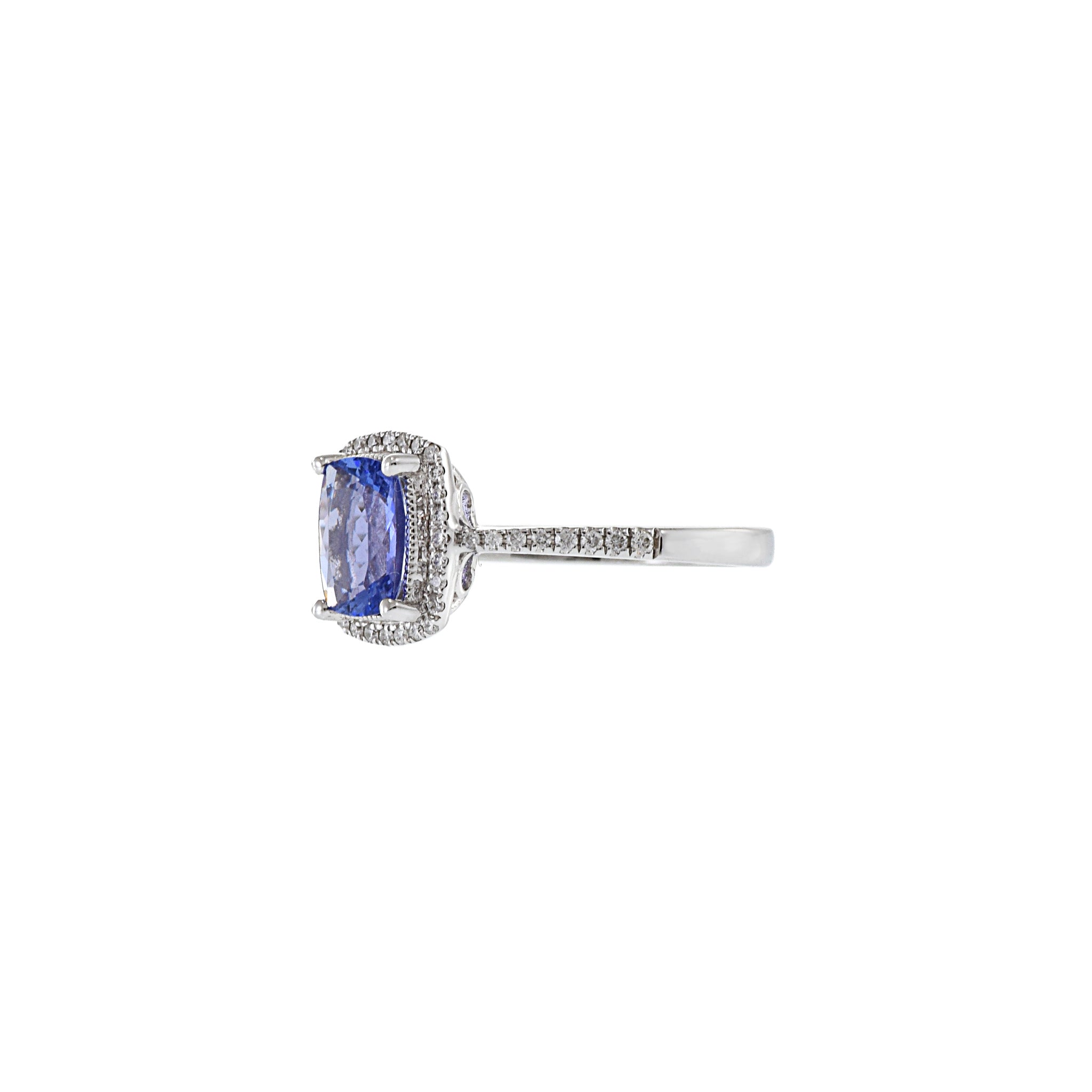 14KT White Gold Tanzanite And Diamond Ring