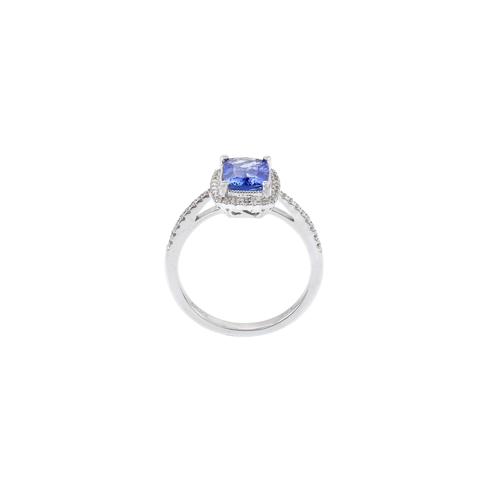 14KT White Gold Tanzanite And Diamond Ring