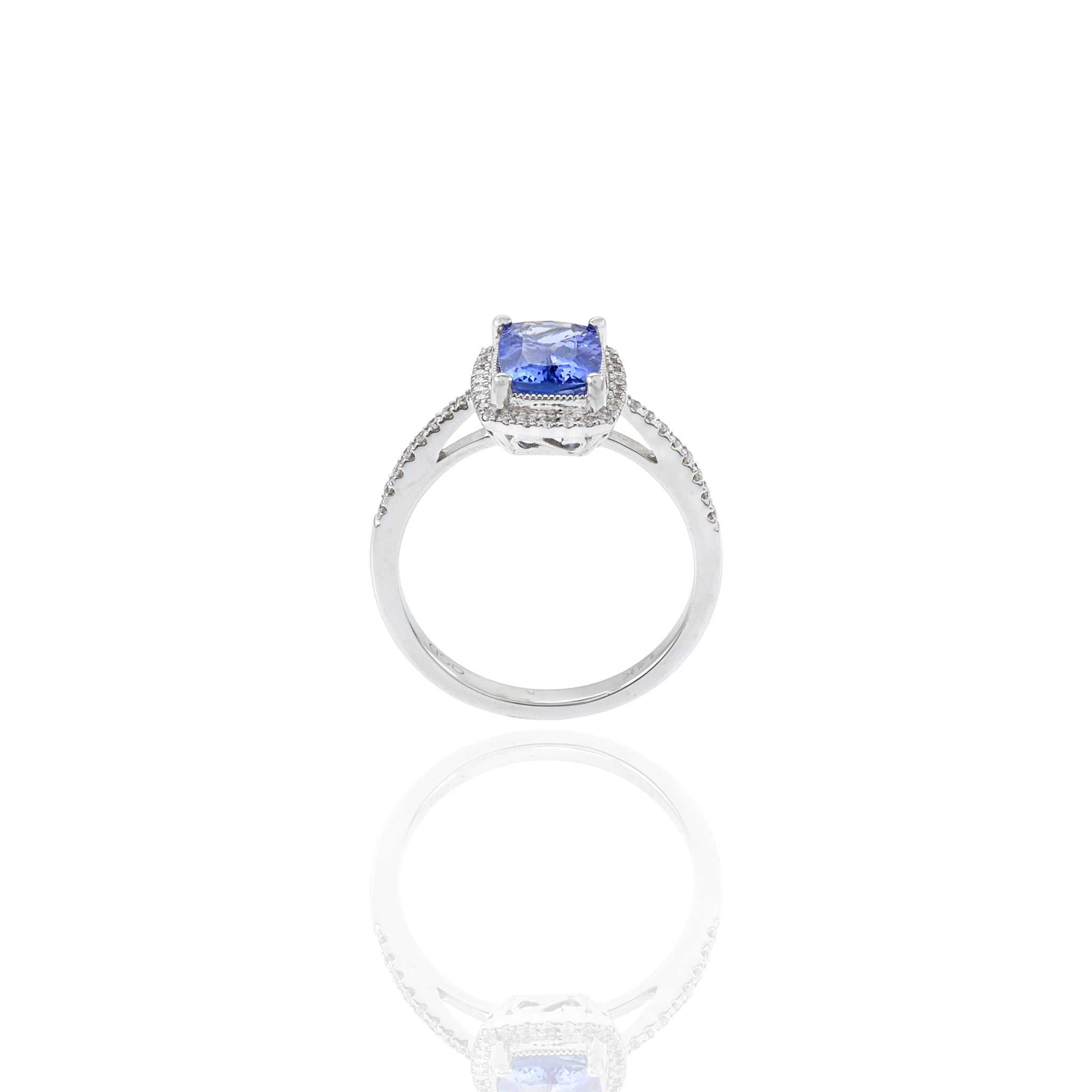 14KT White Gold Tanzanite And Diamond Ring